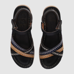 Sandalias de Piel - Negro - Tacón: 3 cm