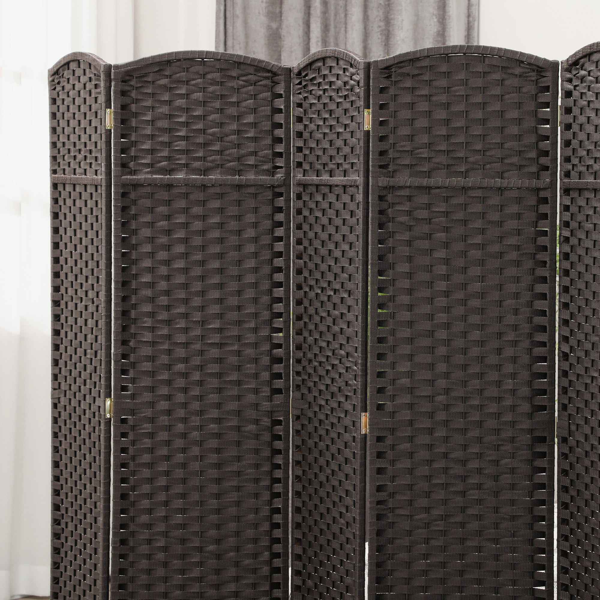 Biombo de 6 Paneles 240x170 cm Separador de Ambientes Plegable Biombo Separador de Ambientes para Salón Dormitorio Oficina Marrón