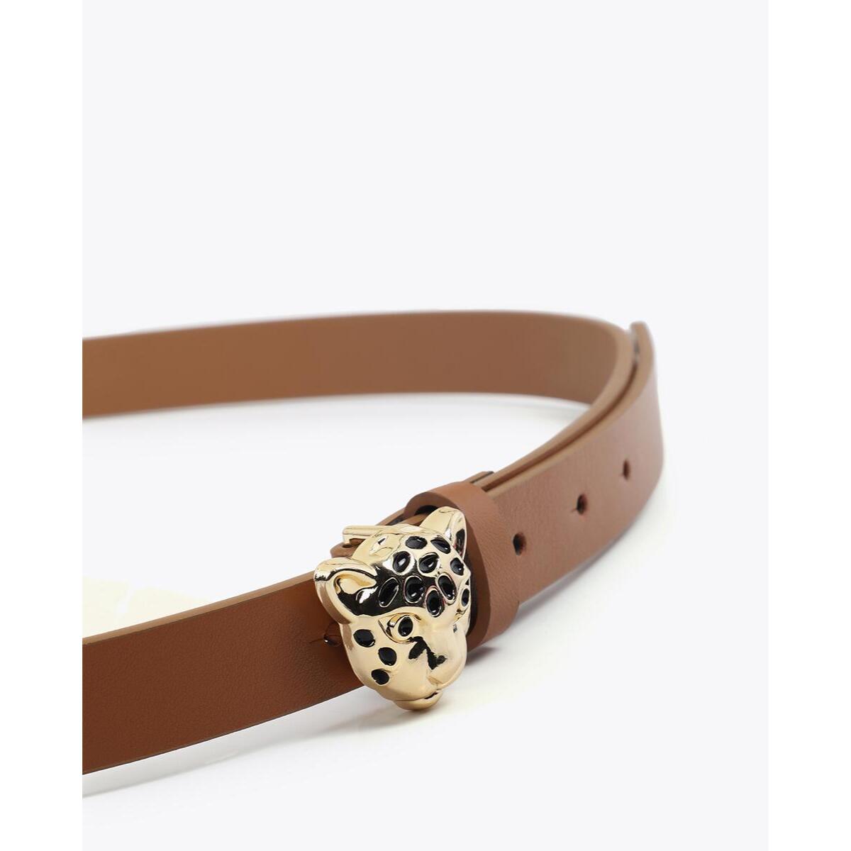 Cintura sottile con fibbia stampata leopardata