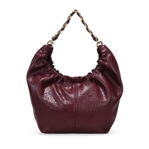 Bolso de hombro burdeos con cadena