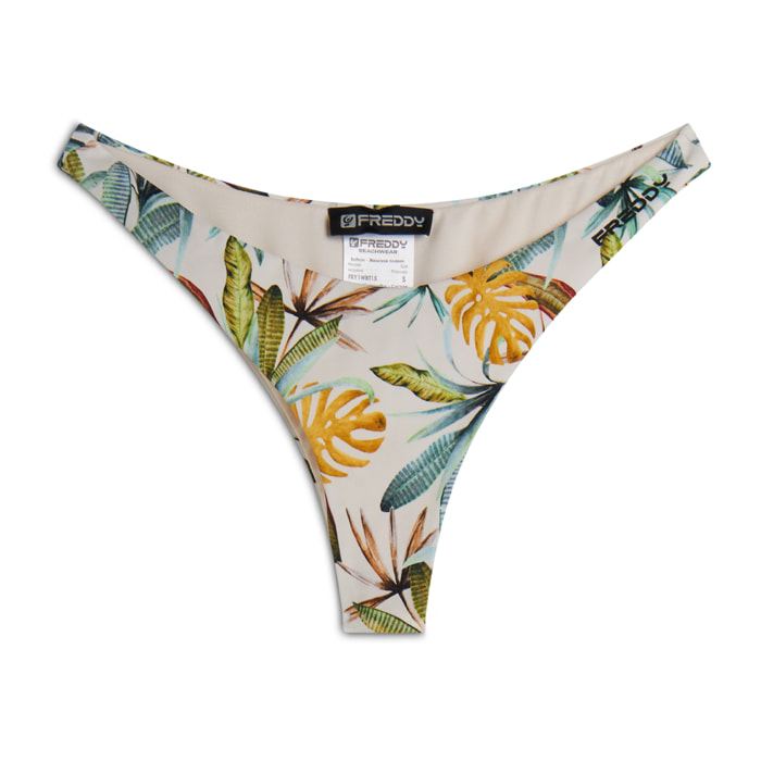 Slip bikini a fantasia foliage tropicale all over