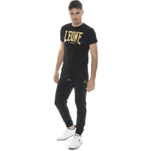 T-shirt in cotone elasticizzato a manica corta con logo grande Leone 1947 Gold