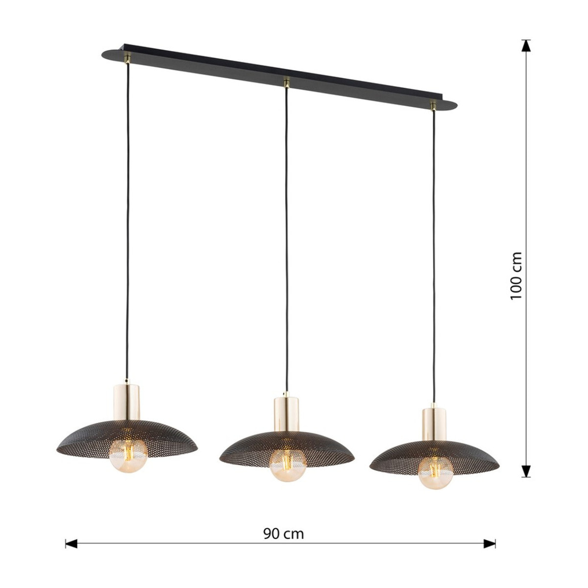 Lampada a sospensione SPIRIT a tre luci in acciaio nero opaco