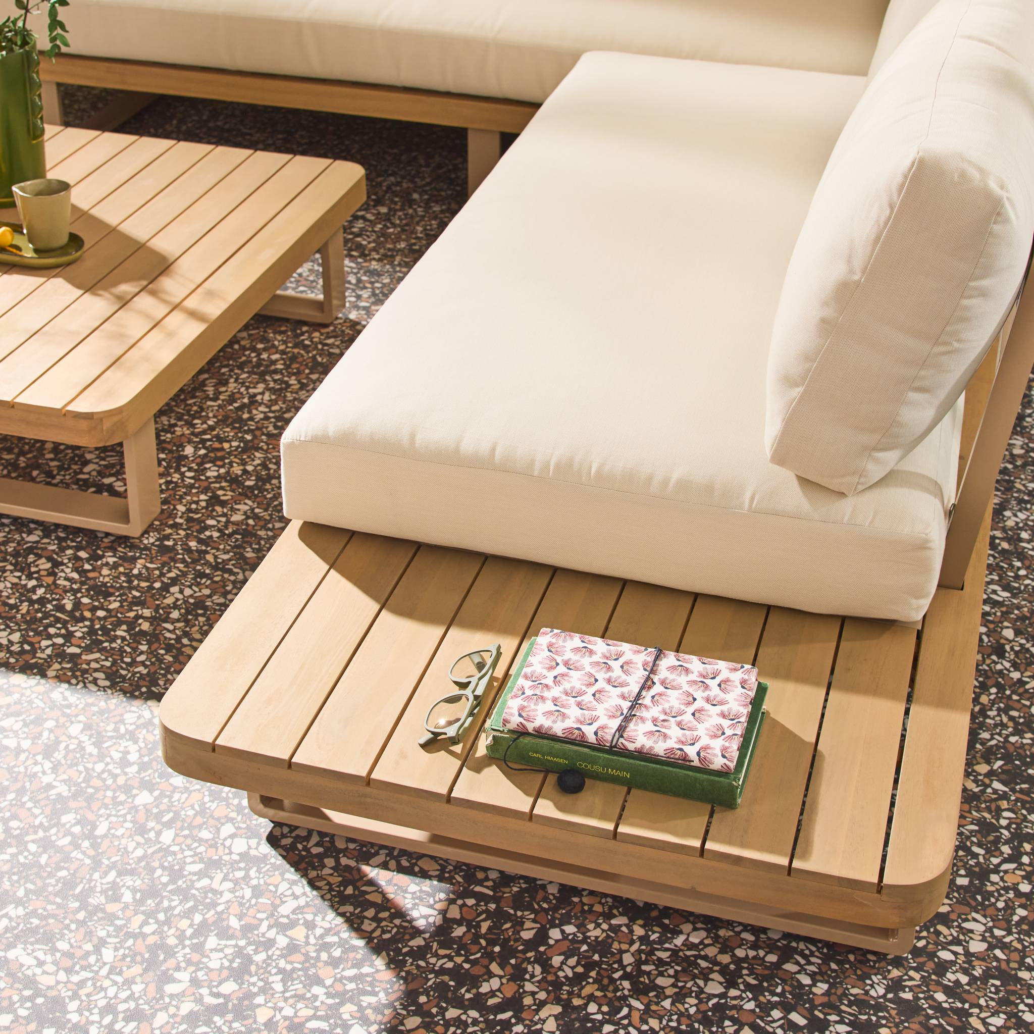 Salon de jardin d'angle bois d'acacia et aluminium 5 places ACALIA LATIKA