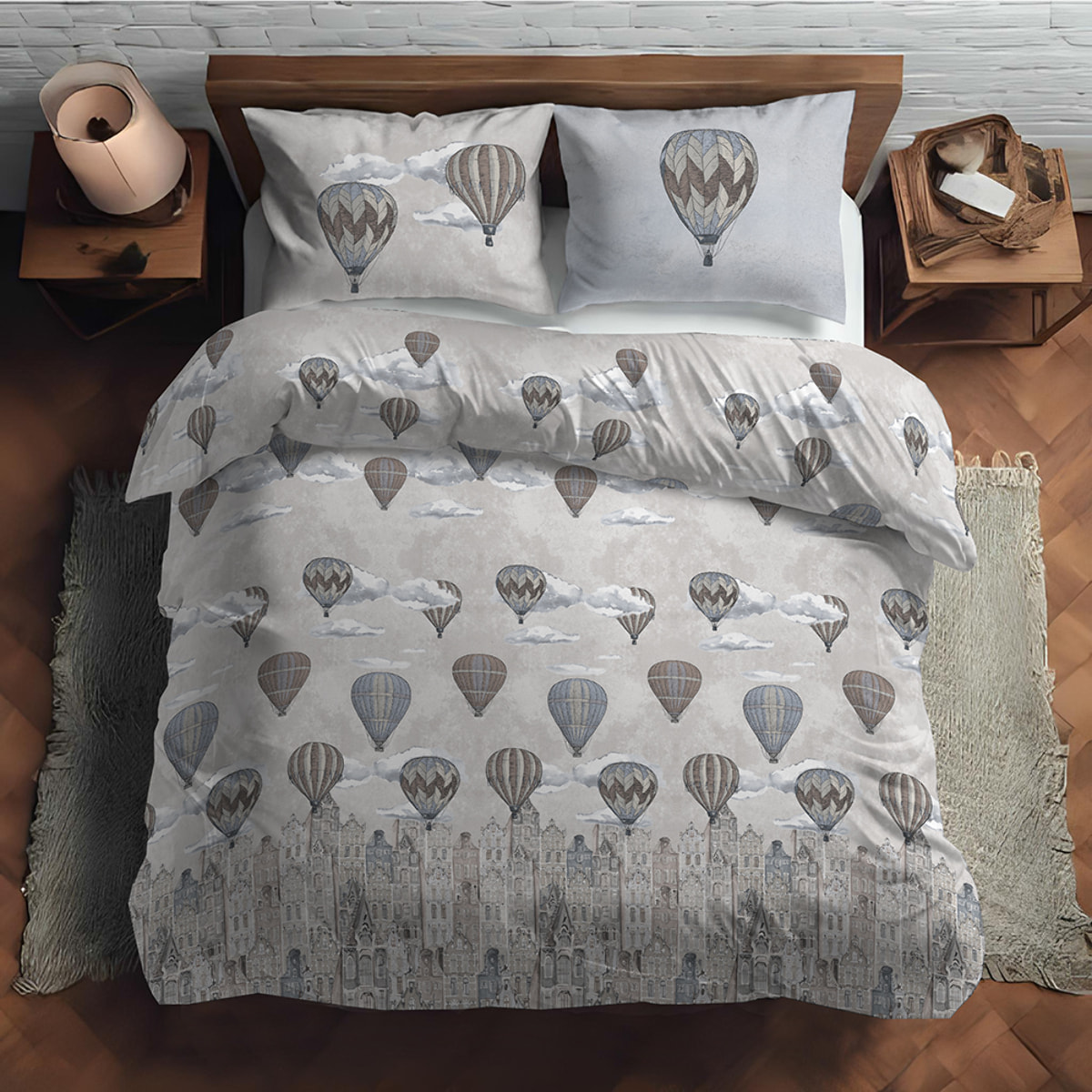 Parure copripiumino volare beige 100% cotone