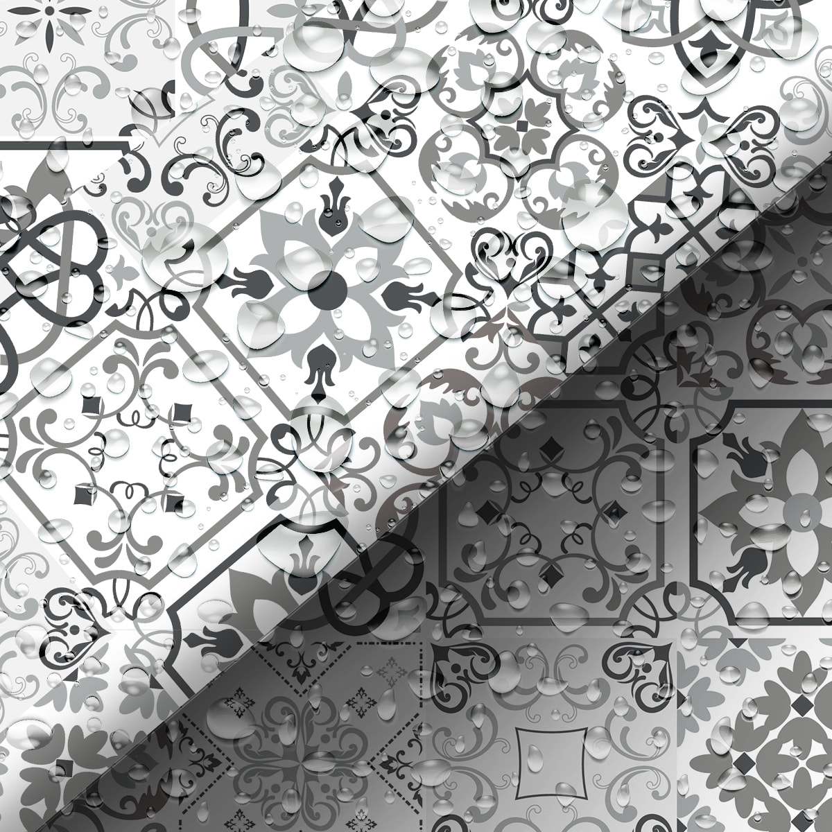 Sticker crédence adhésive - CARRELAGES GRIS - 60x100cm