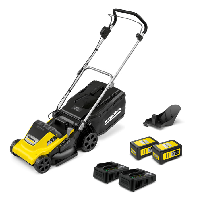 Tondeuse à gazon sans fil 36 V Karcher LMO 4-18 Dual avec 2 batteries 18V-5Ah- moteur brushless- autonomie 450 m²- coupe 37 cm