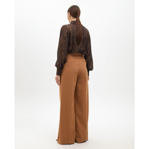 Pantaloni a palazzo a vita alta con pince