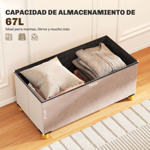 Puff Almacenaje, Banco Almacenaje Plegable, Capacidad de 67 L, 76x38x38 cm, Tapizado en Terciopelo, Baúl de Almacenamiento Dormitorio, Carga 120 kg, para Sala de Estar, Entrada, Rosa