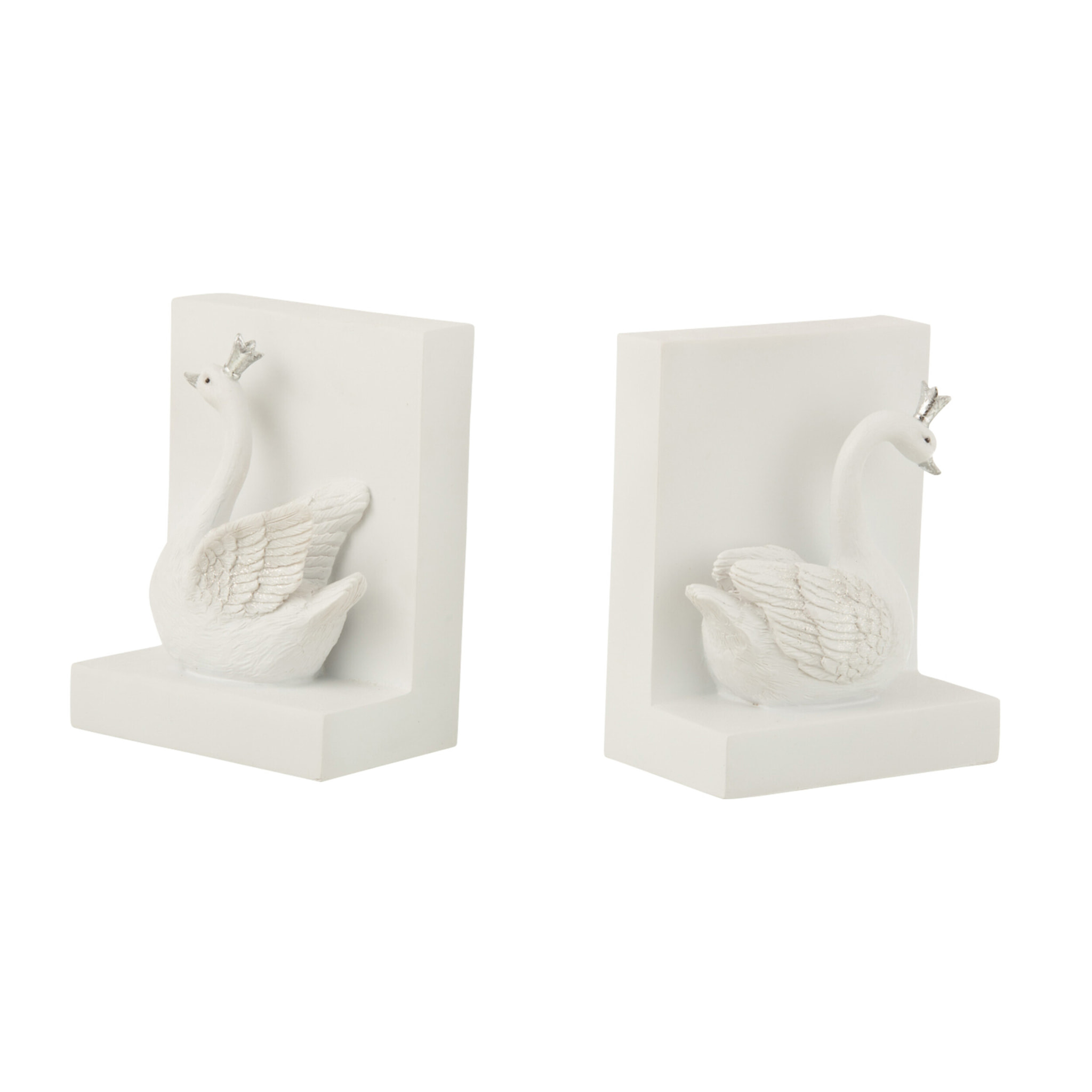 J-Line serre-livre Cygne - polyrésine - blanc - set de 2