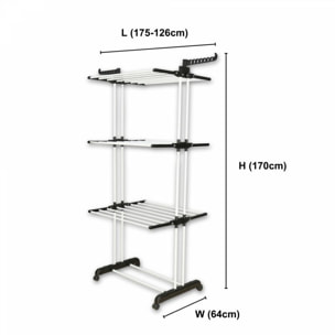 Séchoir multifonctions 20m d'étendage blanc et noir Herzberg HG8034-BW