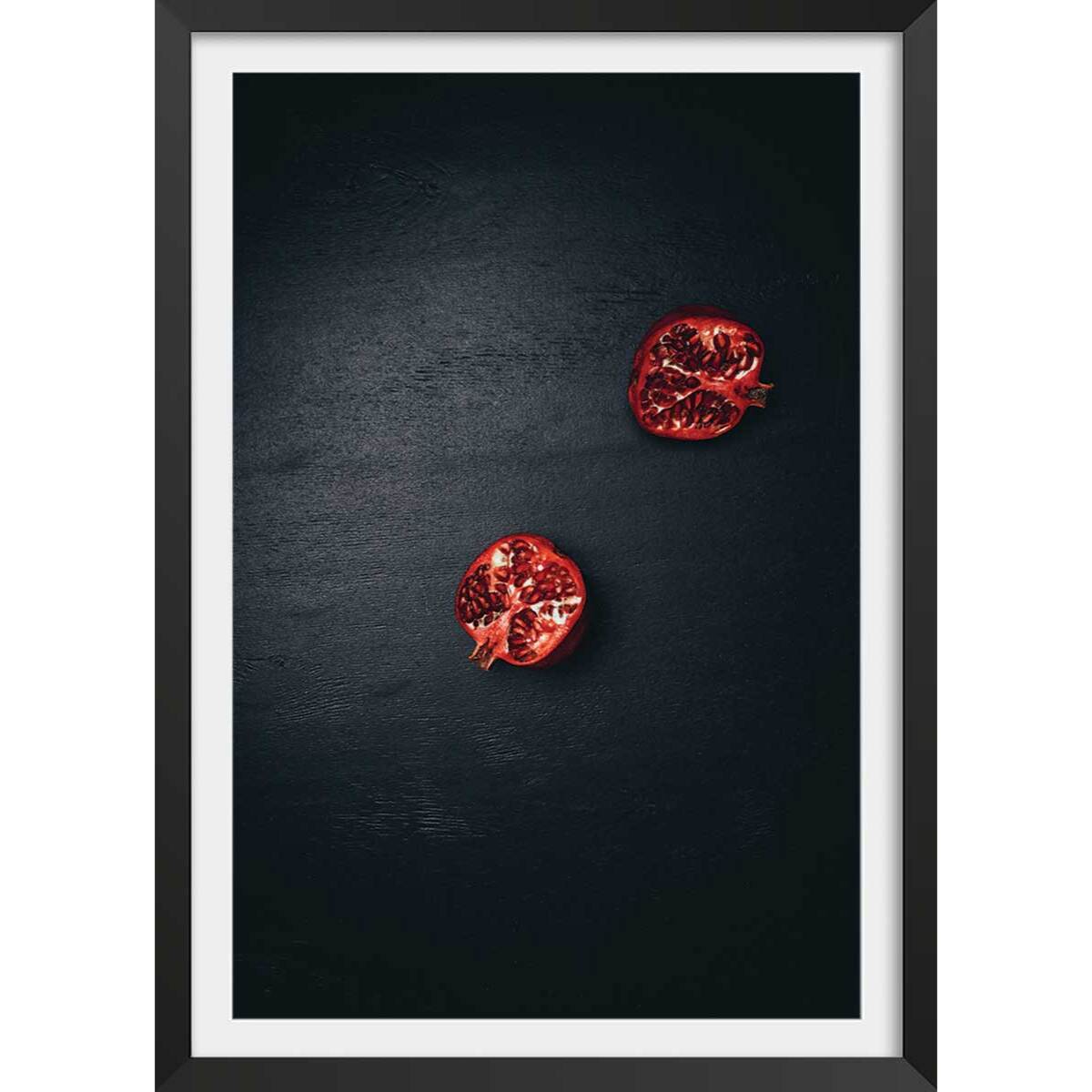 Affiche collection grenade coupée Affiche + cadre en bois - Noir