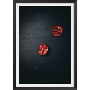 Affiche collection grenade coupée Affiche + cadre en bois - Noir