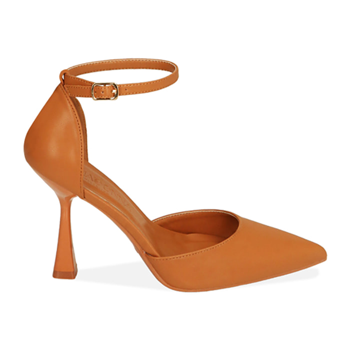 Décolleté cognac, tacco 9,5 cm