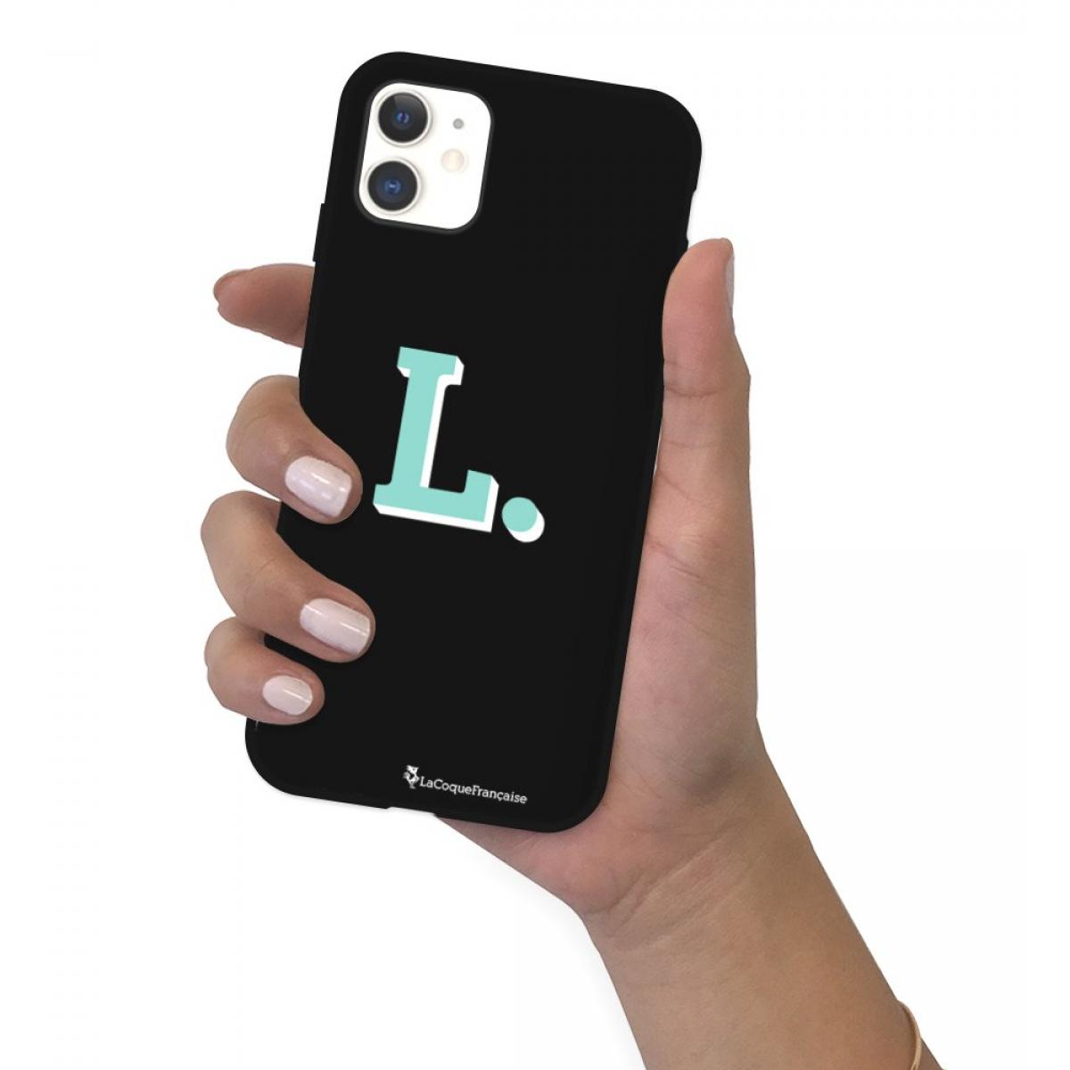 Coque iPhone 11 Silicone Liquide Douce noir Initiale L La Coque Francaise.