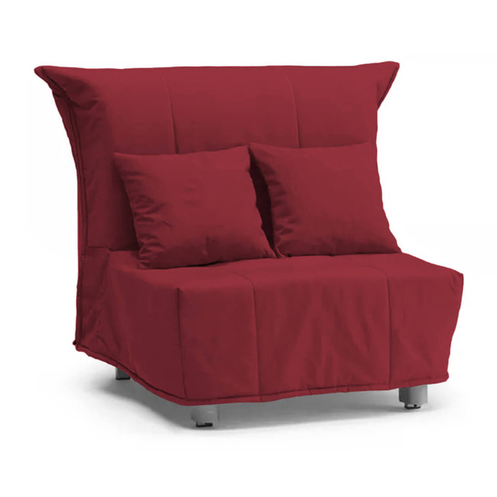 Poltrona Andreou, Divano singolo, Poltrona soggiorno apertura a carrello in tessuto imbottito, Cuscini inclusi, 100% Made in Italy, Cm 85x90h85, Rosso
