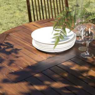 MAEVA - Table de jardin 4/5 personnes - table ronde à rabats papillon en bois teck huilé