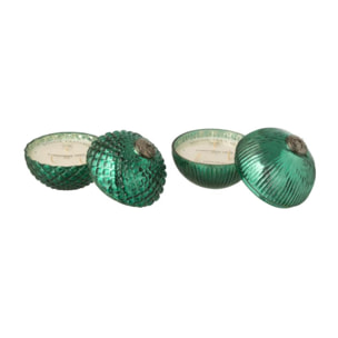 J-Line bougie parfumée Boule de Noël - verre - vert - small - 2 pcs