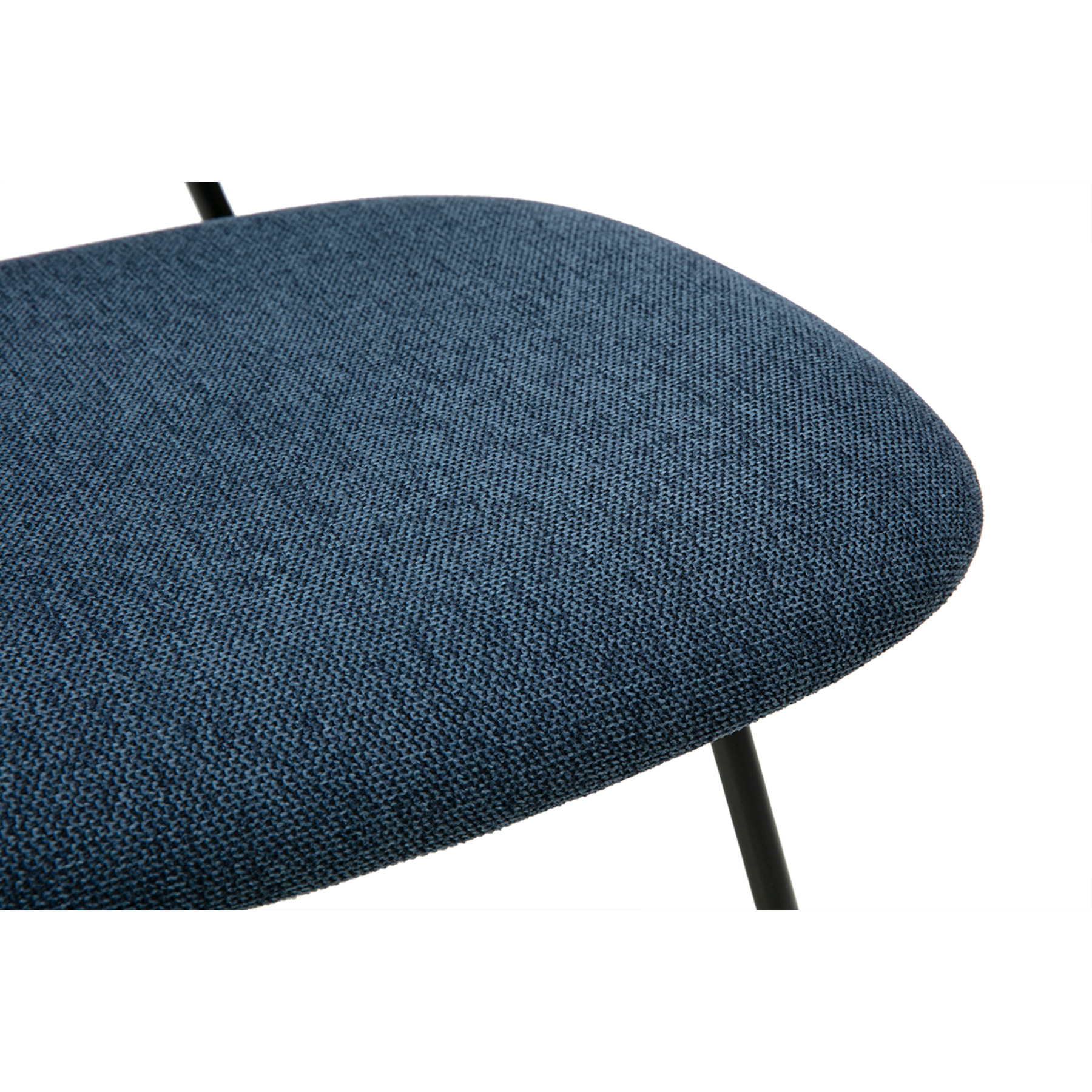 Chaises design en tissu effet velours texturé bleu foncé et métal noir (lot de 2) BARNET