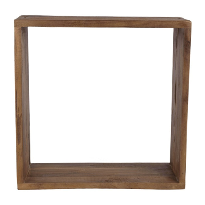 SIXTINE - Étagère murale marron carrée 35x35cm 1 niche bois teck recyclé
