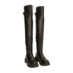 Botas overknee negras, tacón 5 cm