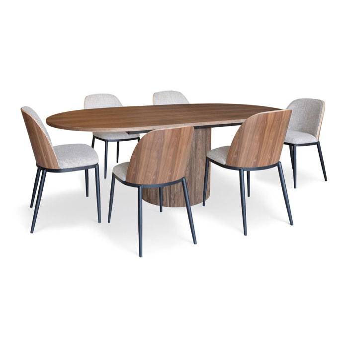 Ensemble table ovale extensible et 6 chaises  SIERRA
