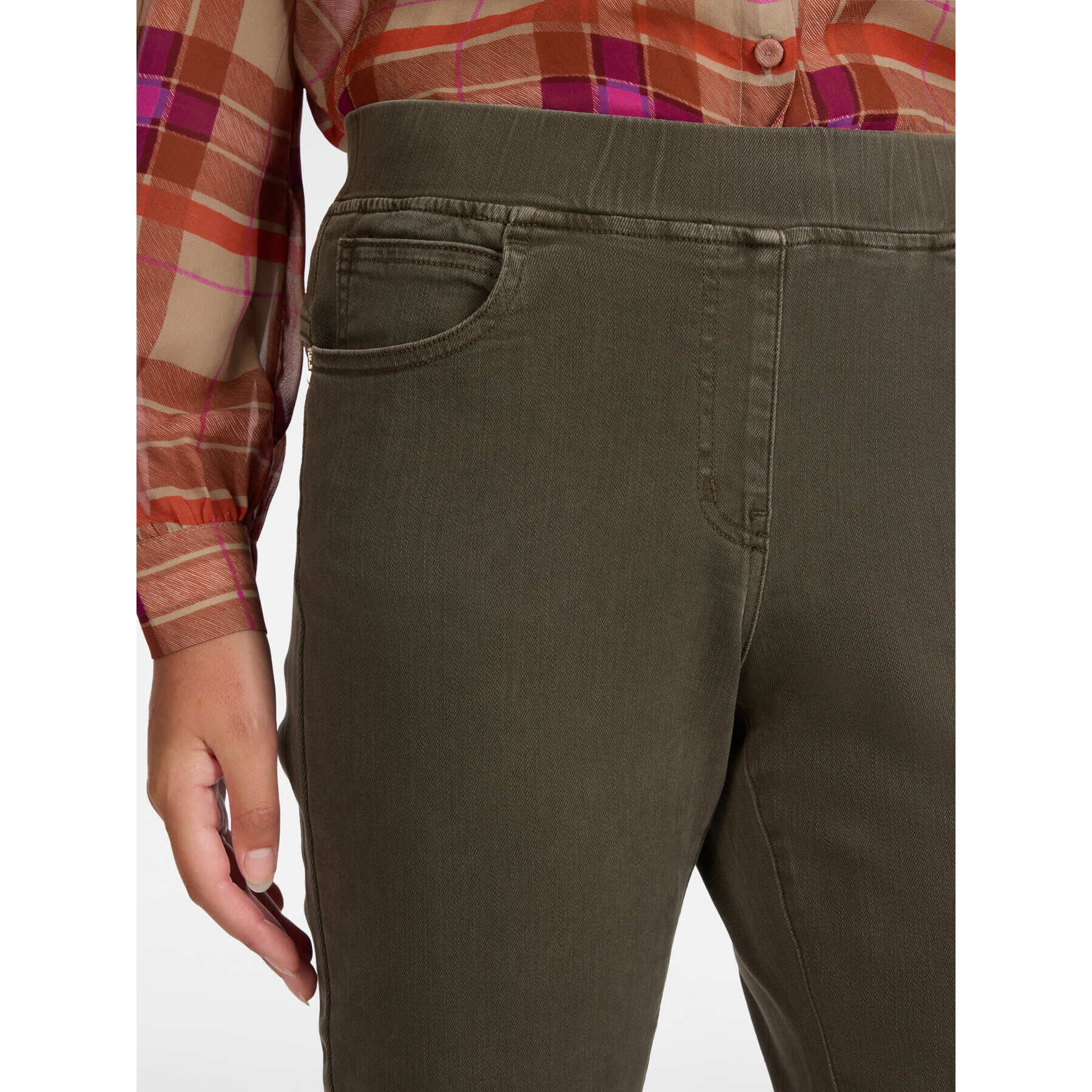 Elena Mirò - Pantalones slim en drill mezcla de algodón - Verde militare