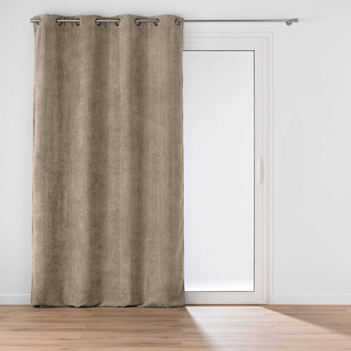 Rideau à œillets en velours chenille - Sable