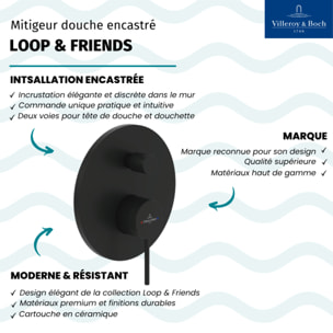 Mitigeur mécanique encastré avec inverseur Loop & Friends Noir mat
