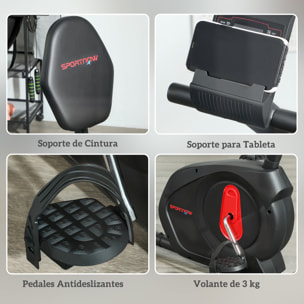 Bicicleta Estática con Respaldo, 8 Niveles de Resistencia, Bici Estática Reclinadas, con Volante Asiento Ajustable Pantalla LCD y Soporte de Teléfono, para Entrenamientos de Recuperación