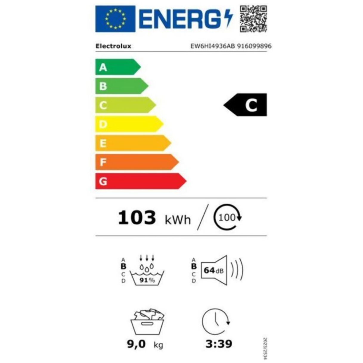 Sèche linge pompe à chaleur ELECTROLUX EW6HI4936AB