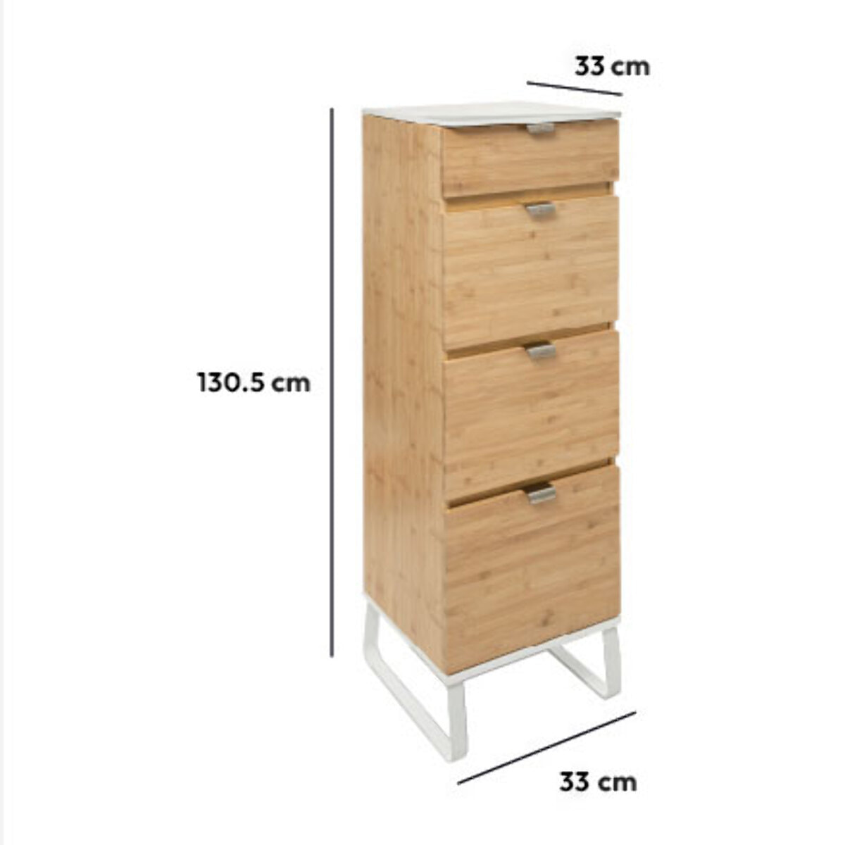 Chiffonier 3 tiroirs bambou Levia