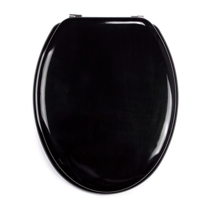 MSV Abattant WC MDF CLEO Noir Brillant - Charnières Inox