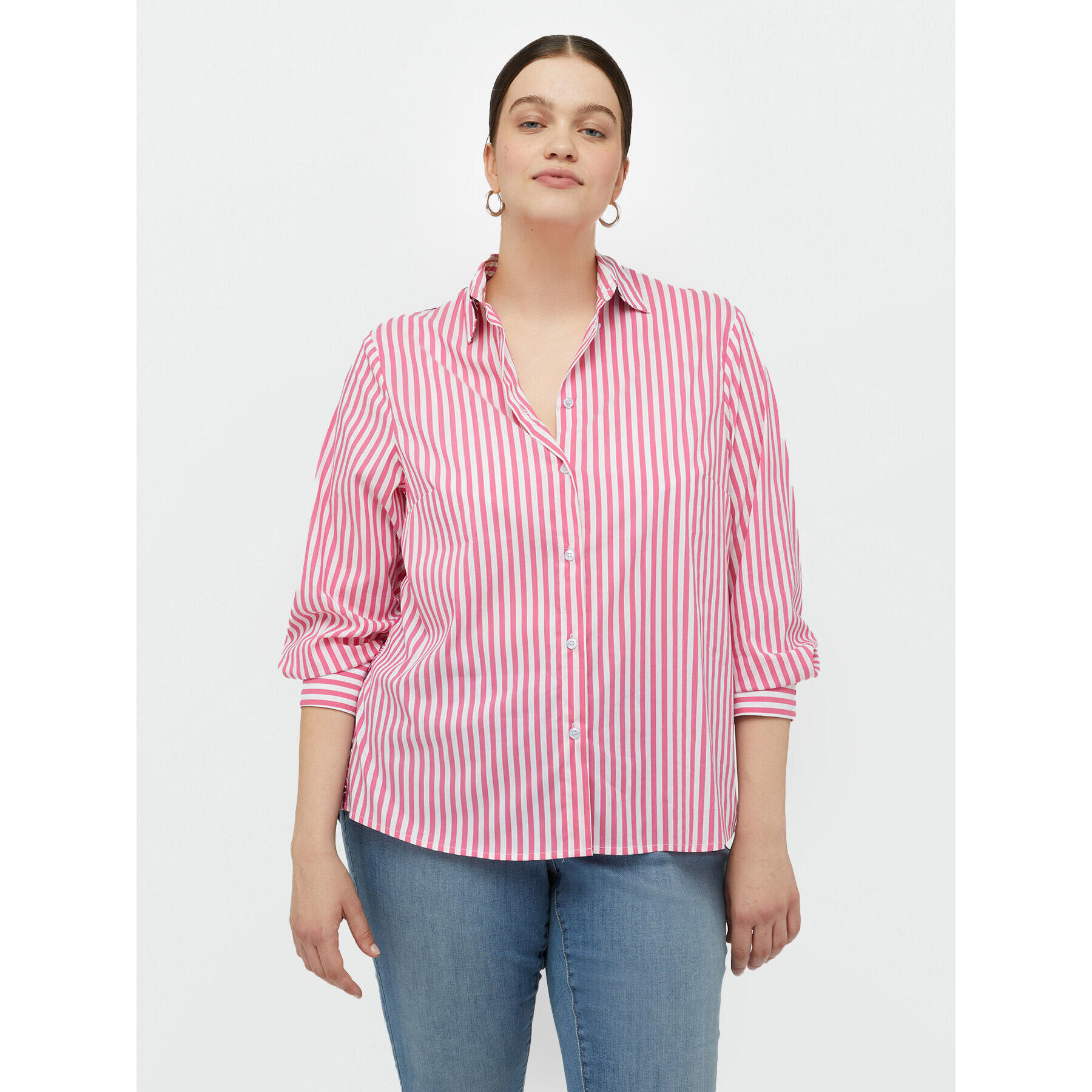 Fiorella Rubino - Camicia rigata con dietro a fiori - Fucsia