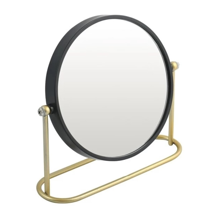 Miroir grossissant sur pied Acier BLY Noir mat & Doré Spirella