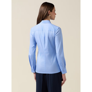 Oltre - Camicia basic in popeline - Azzurro