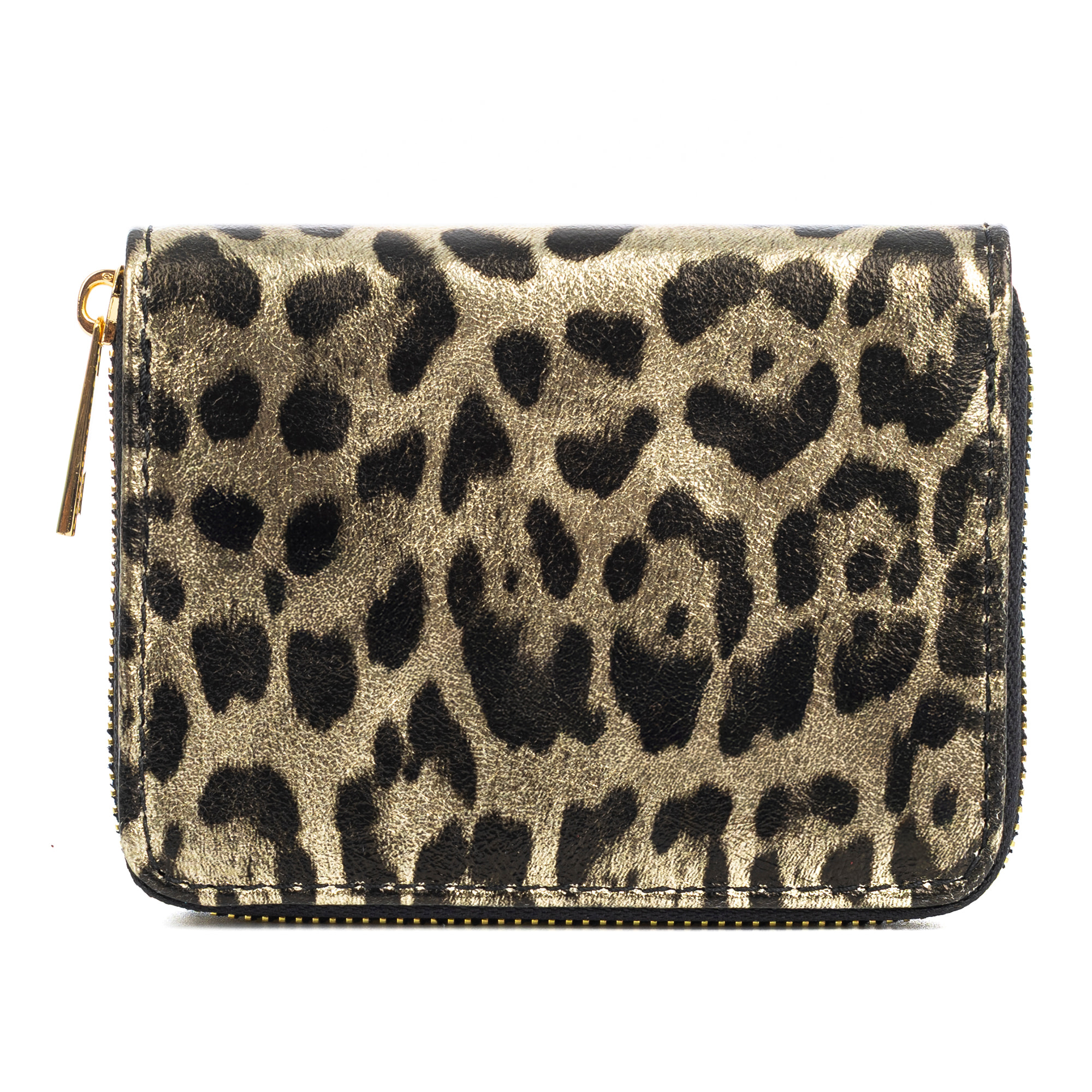 Avelengo cartera mujer, de piel auténtica Gamuza con estampado animal print leopardo lacada brillante.