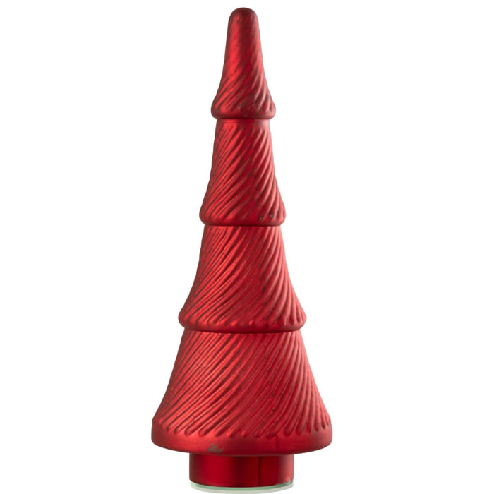 J-Line décoration sapin de Noël Oxydé Cotelé - verre - rouge - large