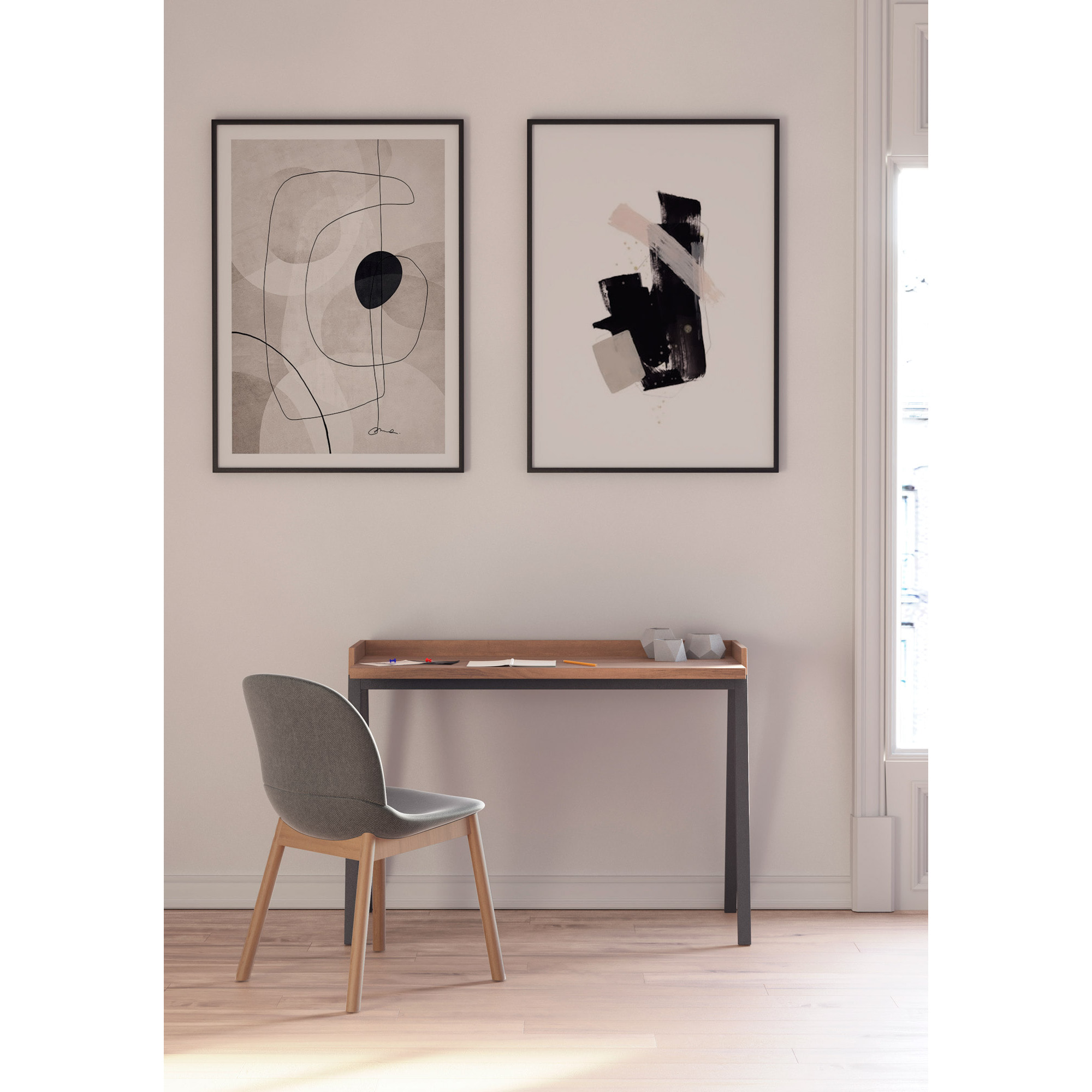 Escritorio Paris nogal y grafito 81x111x50