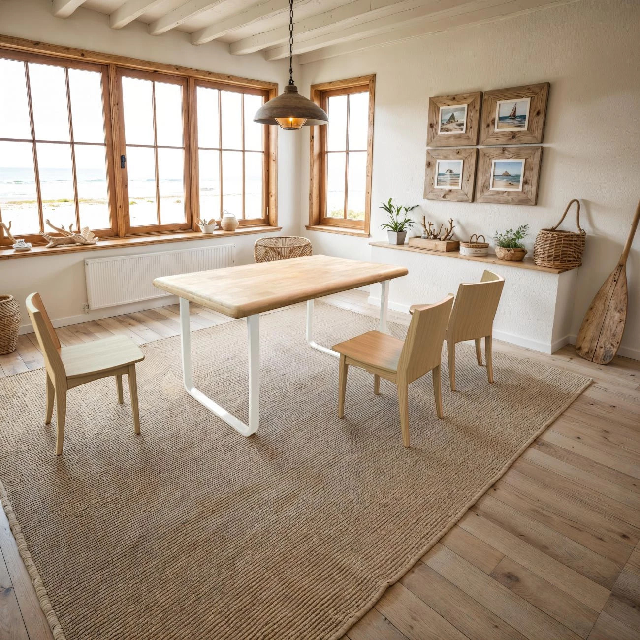 Mesa de comedor Haruna Blanco - Roble