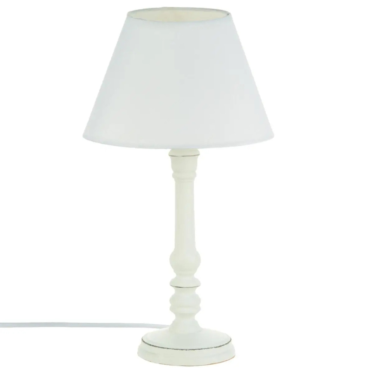 Lampe "Leo" blanche - bois H36 cm