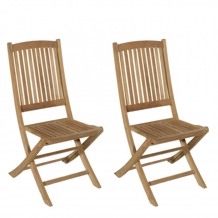 HARRIS - Ensemble de 2 chaises de jardin Lombock en bois Teck