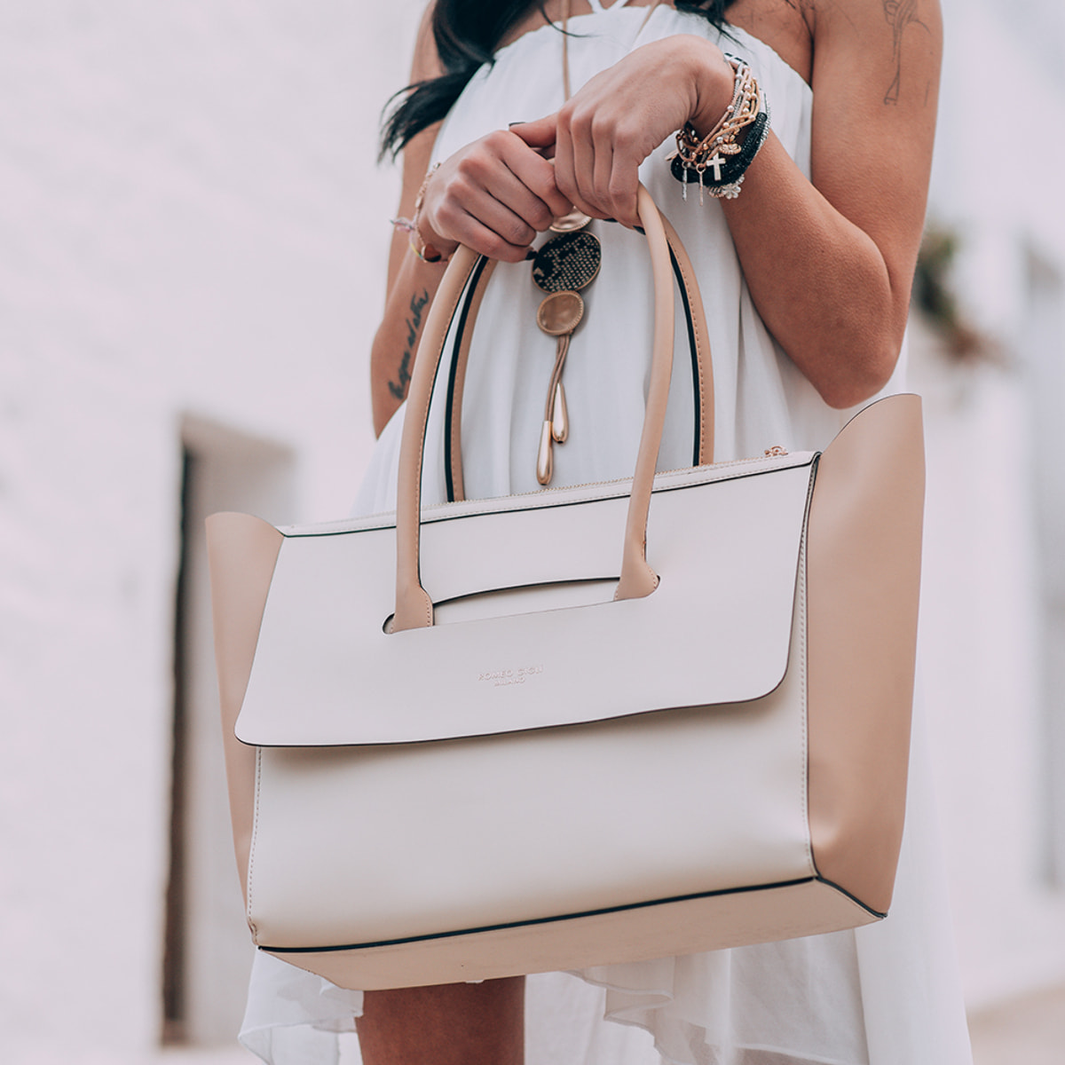 Borsa a spalla Romeo Gigli Milano beige/camel