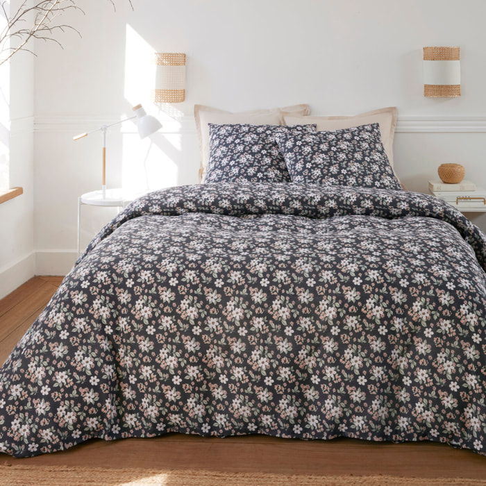 Parure housse de couette imprimé 100% gaze de coton - sakuria