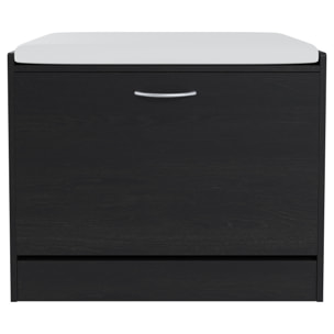 Panca Scarpiera Da Ingresso Salvaspazio Cuscino Anta Ribalta Seduta Imbottita In Ecopelle Soggiorno Casa Camera Ufficio 60 x 30 x 48 Cm Nero