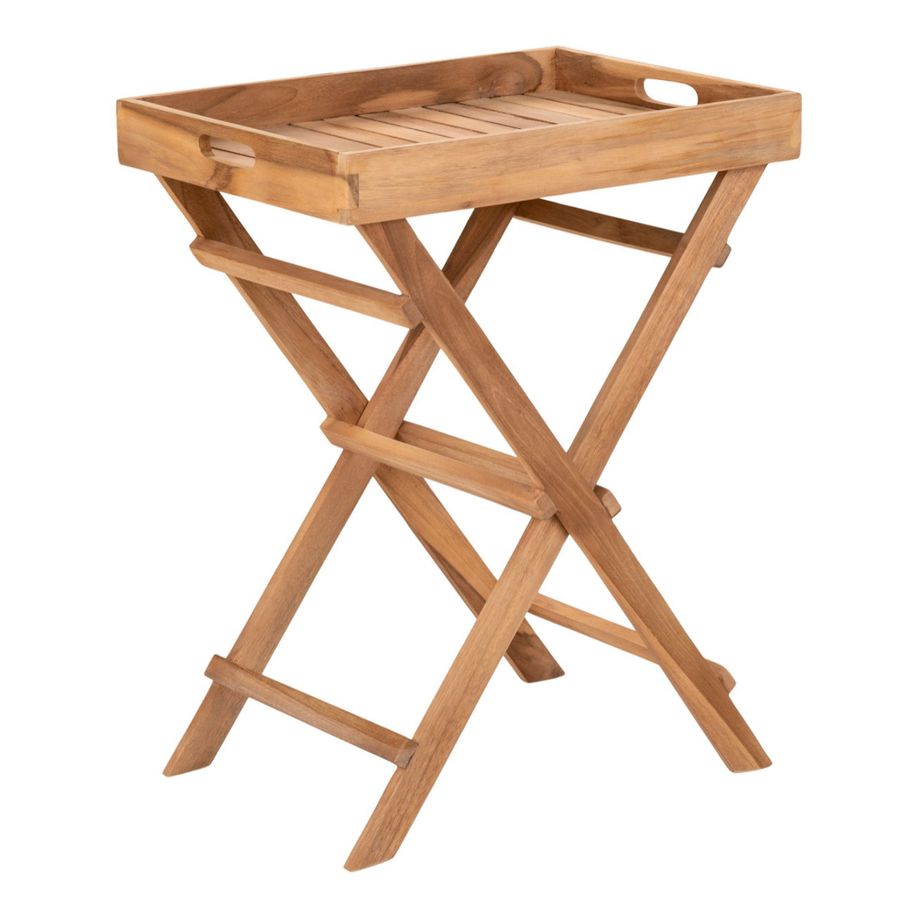 Tavolino vassoio Ronda in teak naturale 29x39x49,5 cm