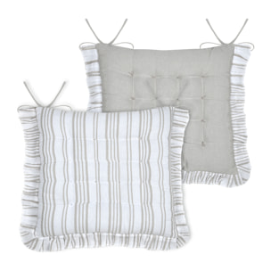 Galette de chaise à rayures verticales élégantes - Ecru