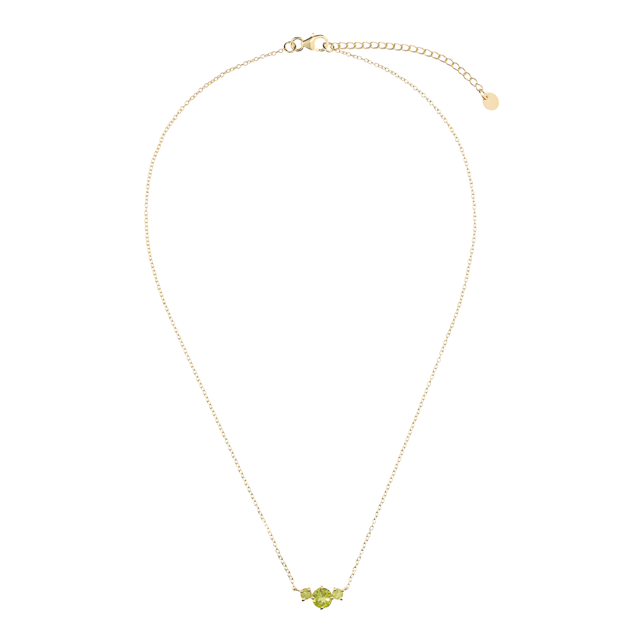 Collana in Argento 925 placcato Oro Giallo 18Kt con Peridoto Verde