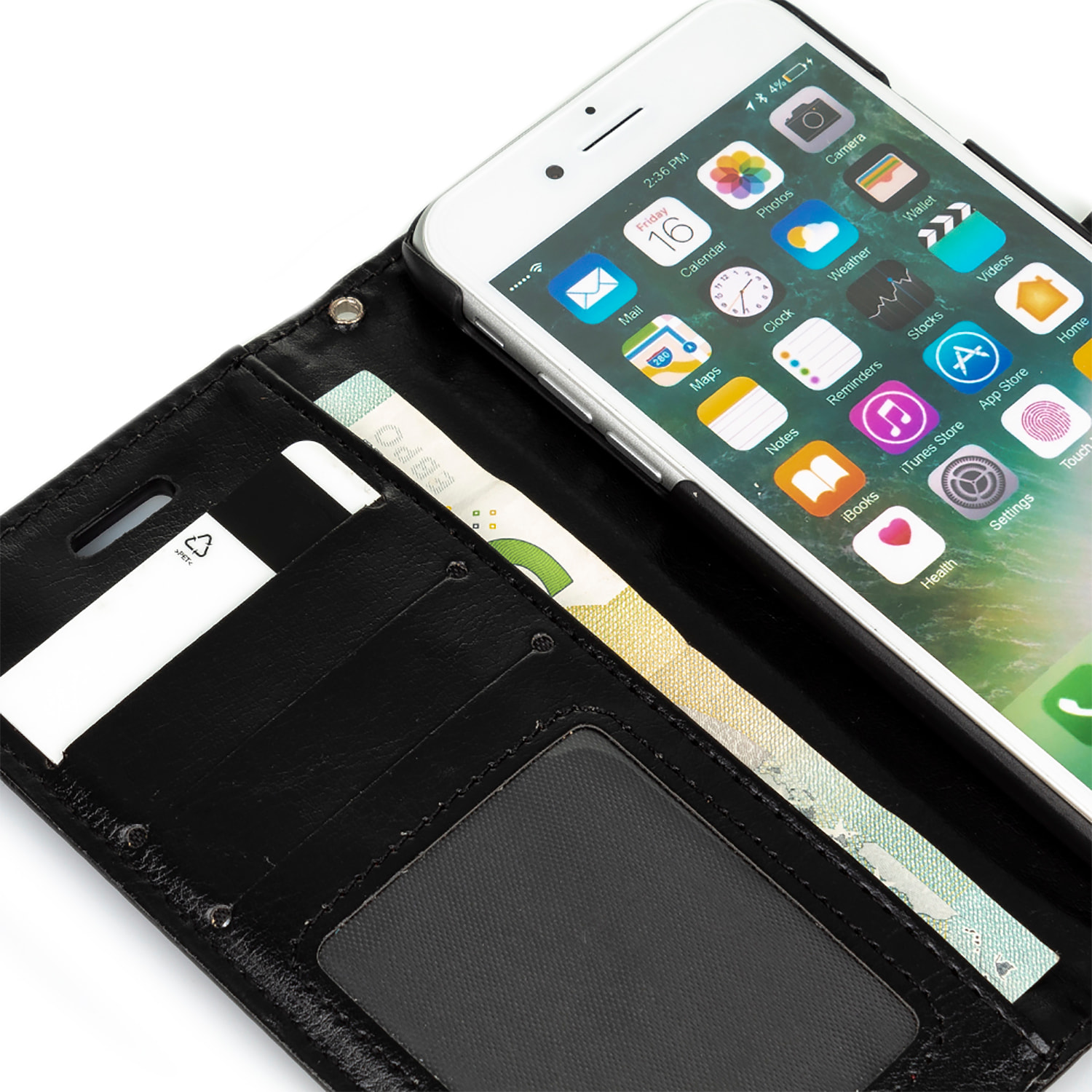 DAM Custodia Folio in ecopelle con chiusura magnetica per iPhone 7/8 7x2x14 cm. Colore nero
