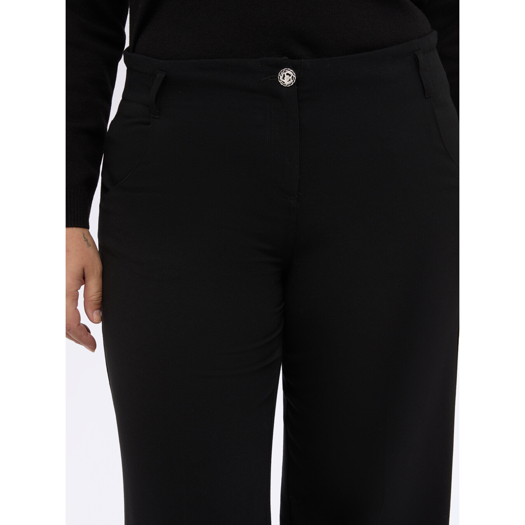 Fiorella Rubino - Pantaloni Wide Leg in tessuto scuba - Nero